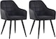 image 2 of Set of 2 Faux Suede Leather Dining Chairs with Arms Adrian Black