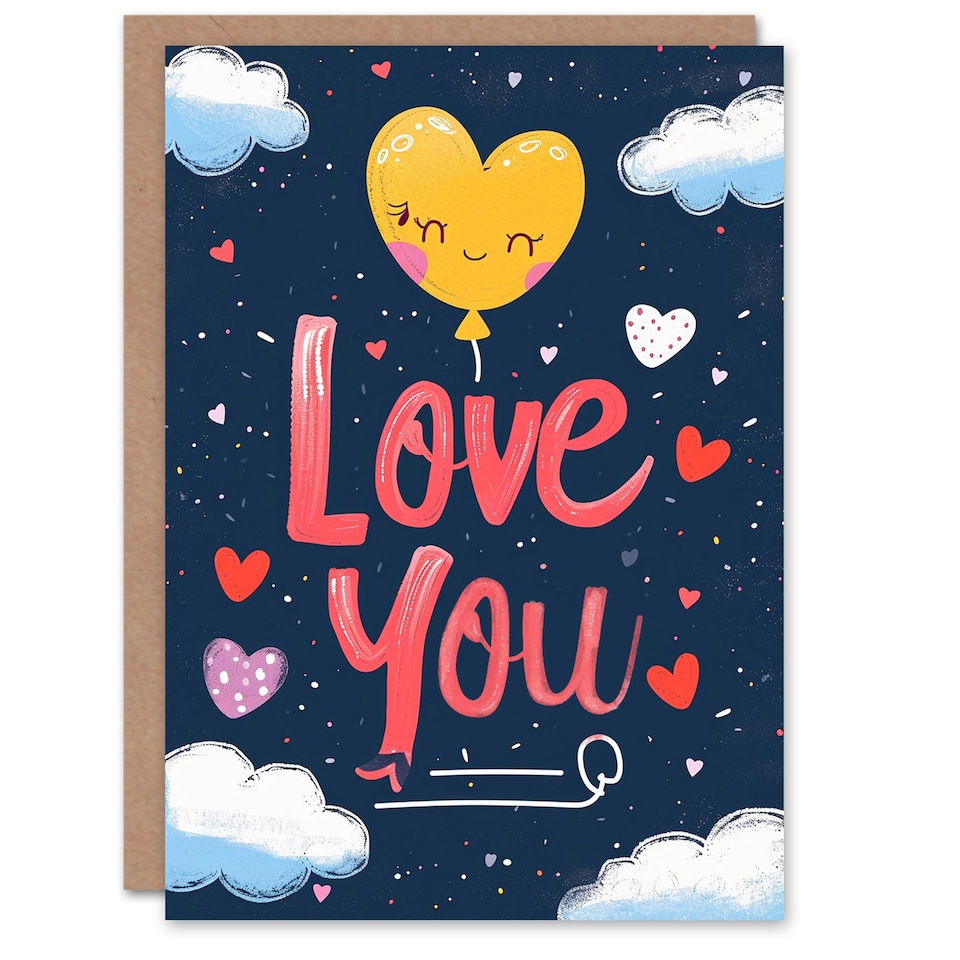 image 1 of Love You Heart Balloon Night Stars Anniversary Valentines Her Wife Card
