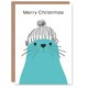 image 1 of Cute Blue Seal With Winter Hat Bright Modern Blank For Him Or Her Art Christmas Card