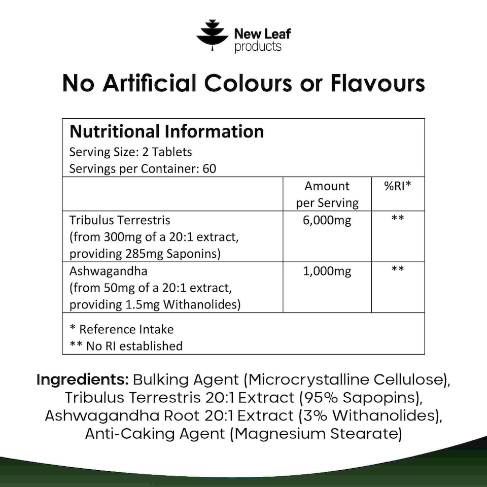 image 1 of Tribulus Terrestris 6000mg Tablets With Ashwagandha 120 Fill
