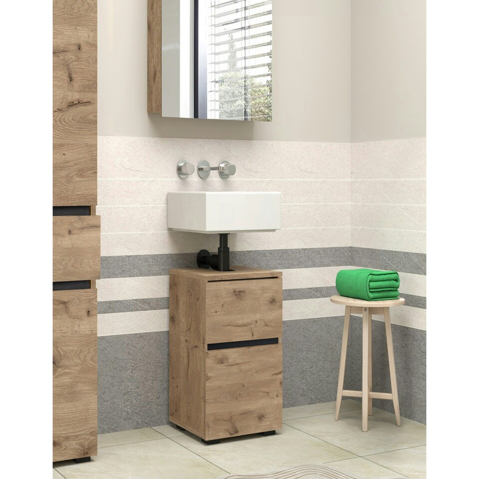 image 1 of Alby Midi Cabinet with 4 Doors White White | White/Honey