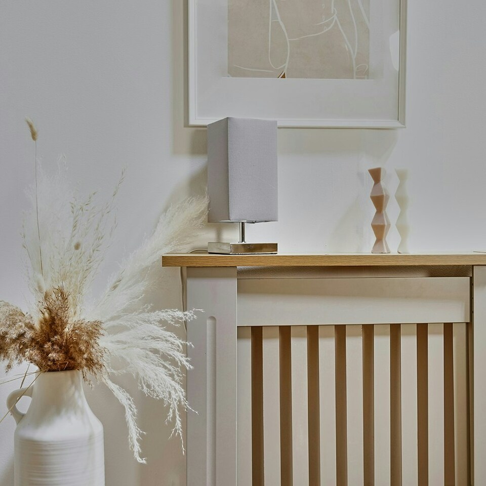 image 1 of ValueLights Modern Polished Chrome Touch Table Lamp With Grey Shade