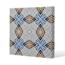 Abstract geometric roughly hatched shapes colored with hand drawn brush stokes (Canvas Print) 127 x 127 x 4cm