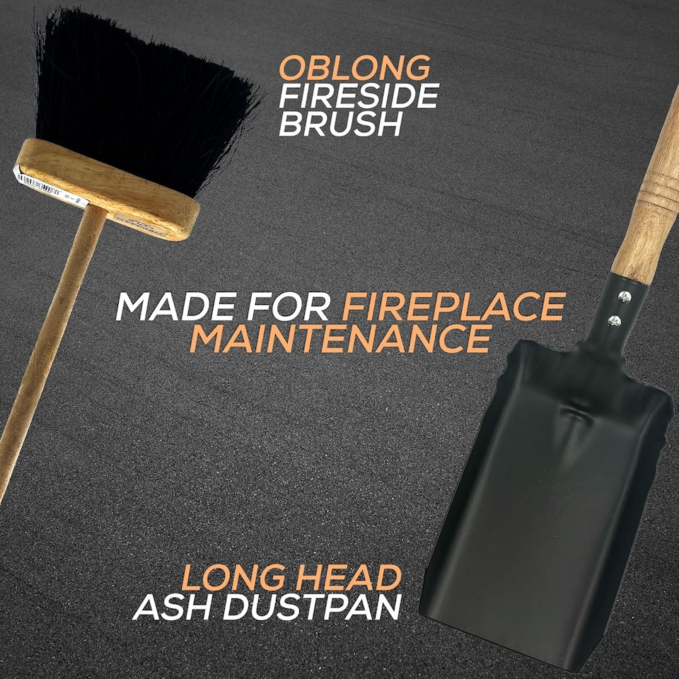 image 1 of Metal Ash Bucket with Lid and Fireside Companion Set Coal Shovel and Brush Kit