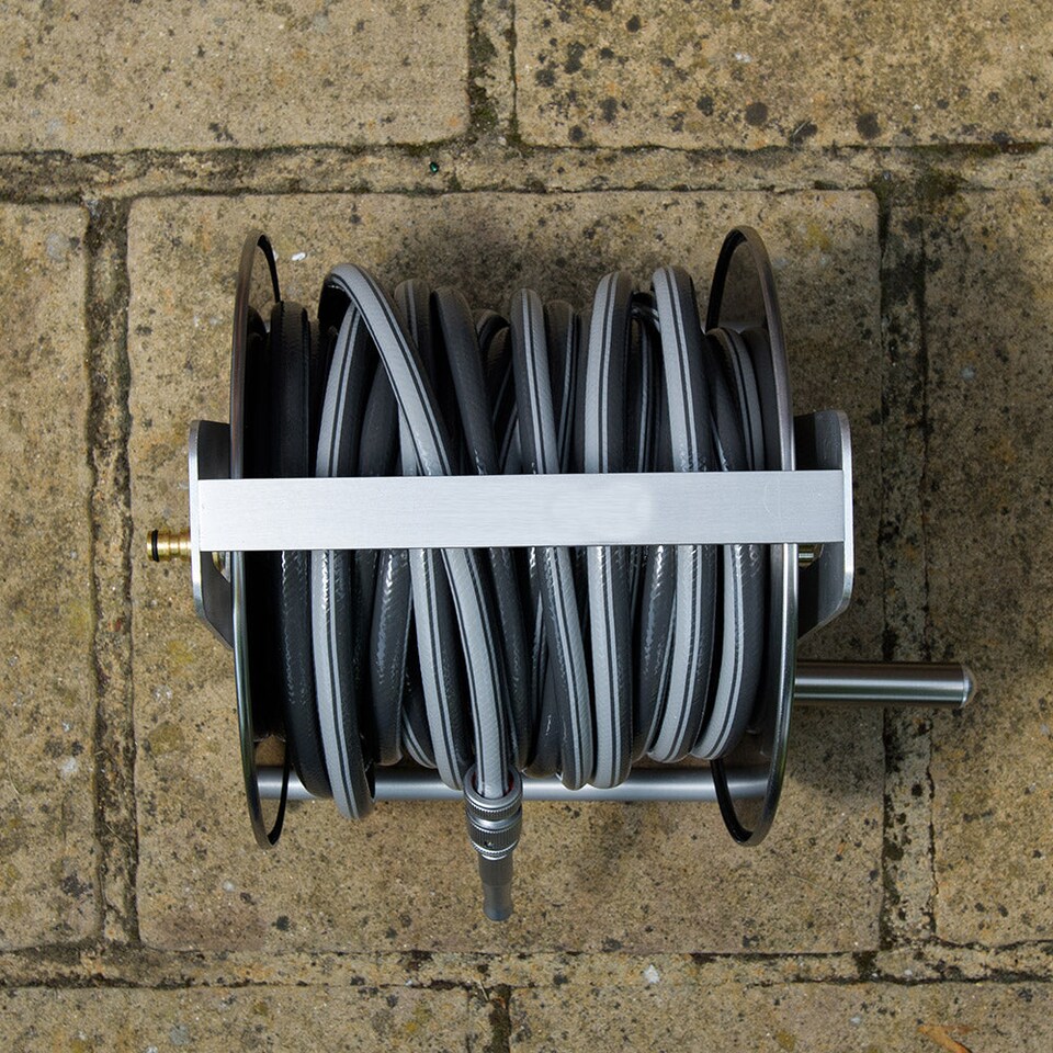 image 1 of Flopro Professional Empty Metal Hose Reel, Stainless Steel & Aluminium
