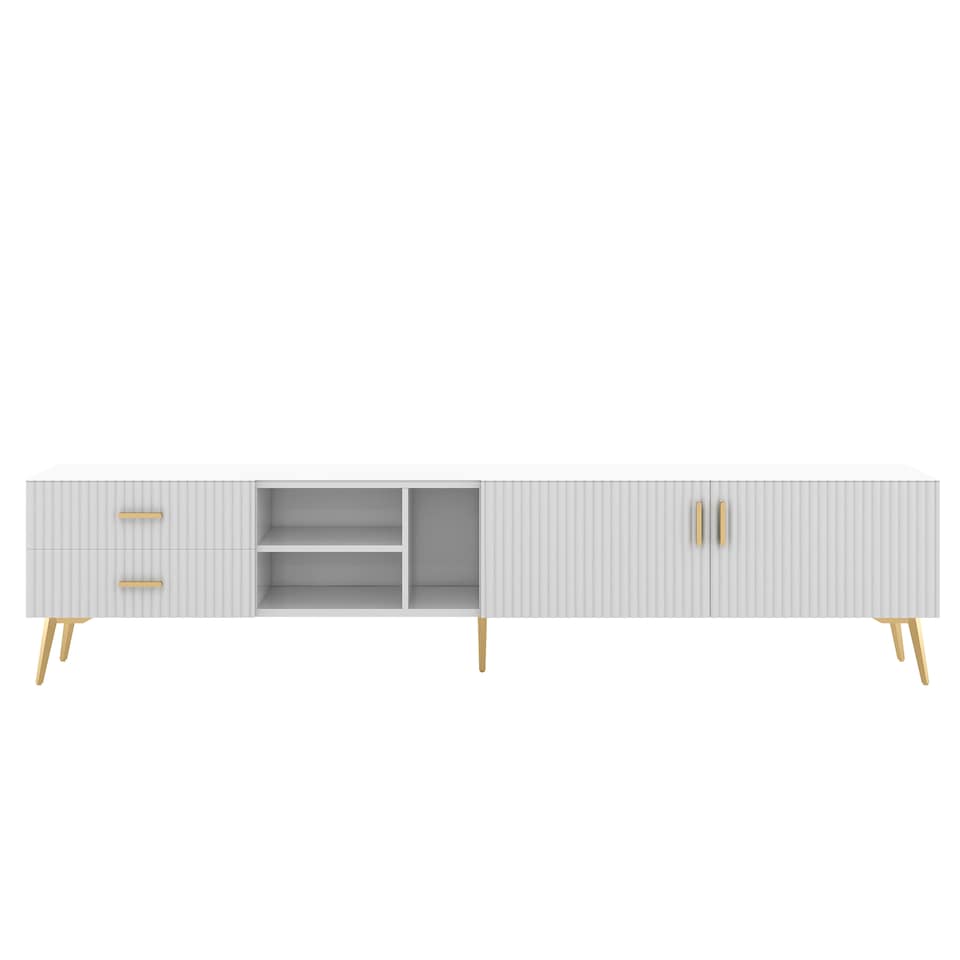 image 1 of Modern Entertainment Center Console with Stable Storage