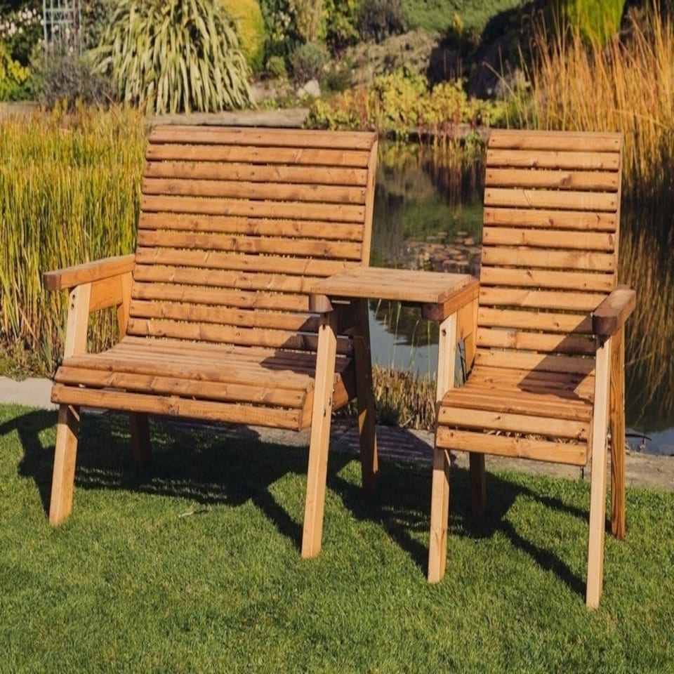 image 1 of Valley Garden Furniture Trio Set with Tray - Timber - L100 x W220 x H95 cm - Fully Assembled