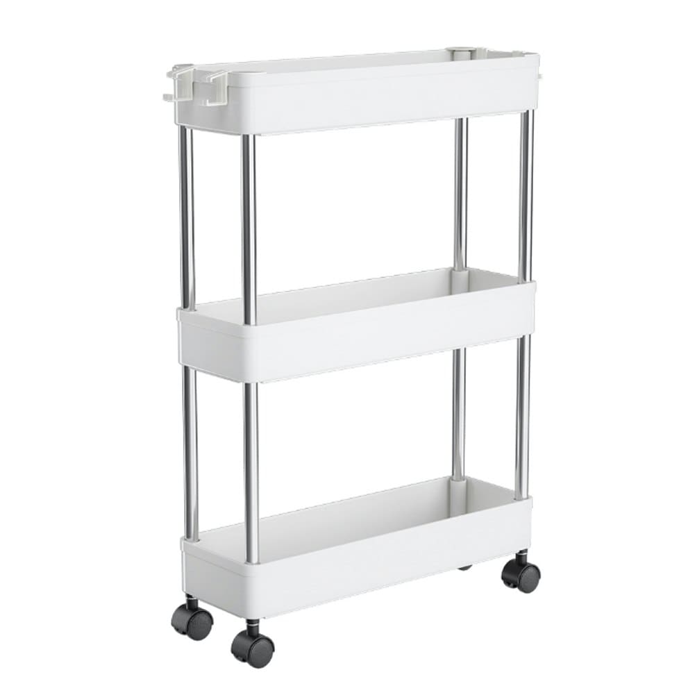 Living and Home Plastic Storage Trolley Cart Rack 3-Tier - White