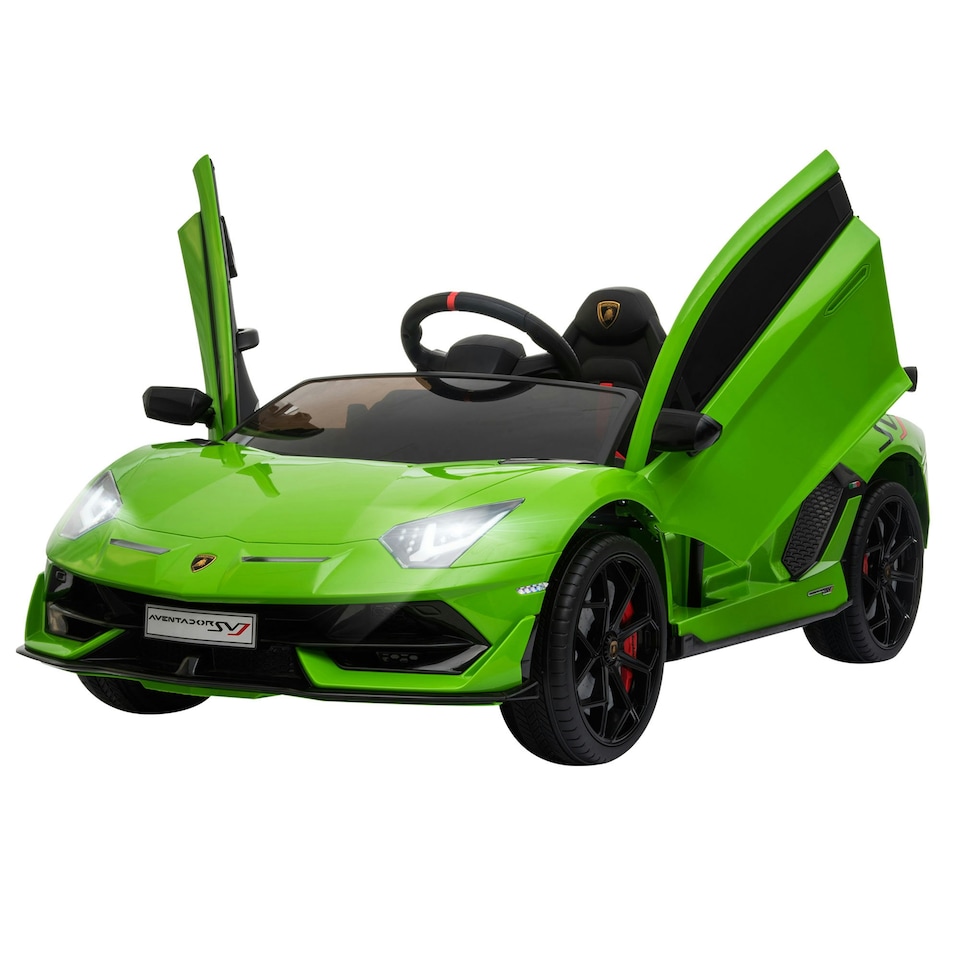 image 1 of HOMCOM Lamborghini SVJ 12V Ride-On Car w/ Lights Music Remote 3-8 Yrs Green