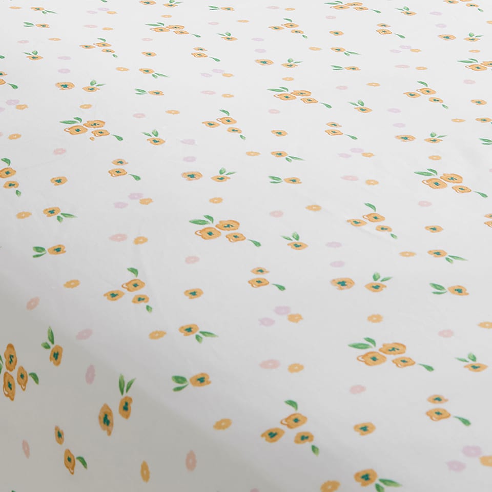image 1 of D & D Abstract Poppy Fitted Bed Sheet White