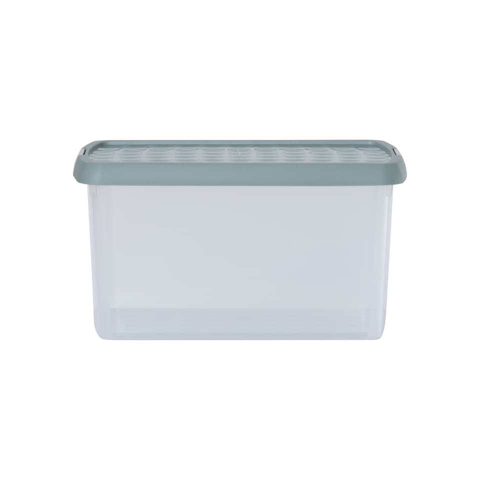 image 1 of Wham Clip 5x 14L Rectangular Plastic Storage Boxes with Clip Lock Lids. Ideal for Home, Office, Toys & More - Clear/Green Milieu | Green | Green Milleu | 5