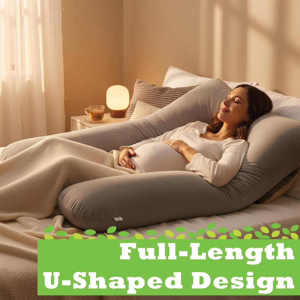 image 1 of Nicola Spring Pregnancy Pillow with Storage Bag - 52 inch | Grey | Grey | One Size