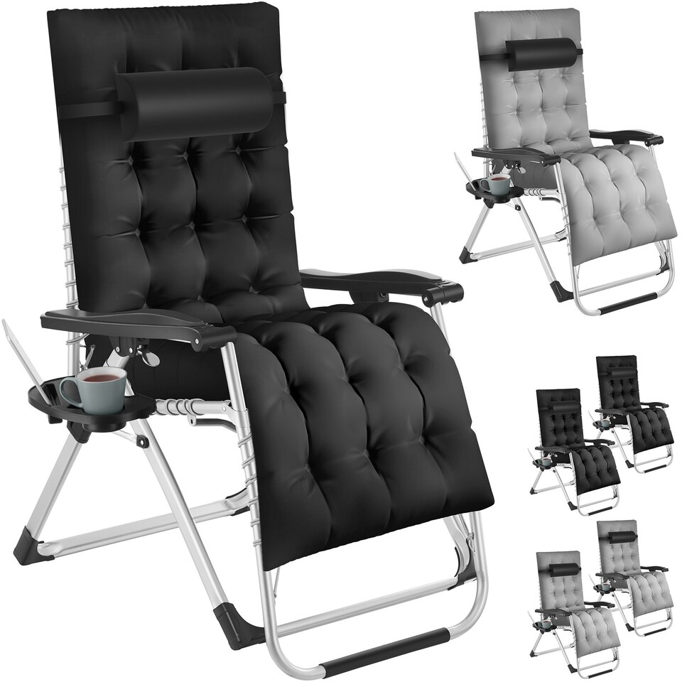 image 1 of Sun Lounger Cloud - folding, adjustable backrest and footrest | Black | black | One Size | 1