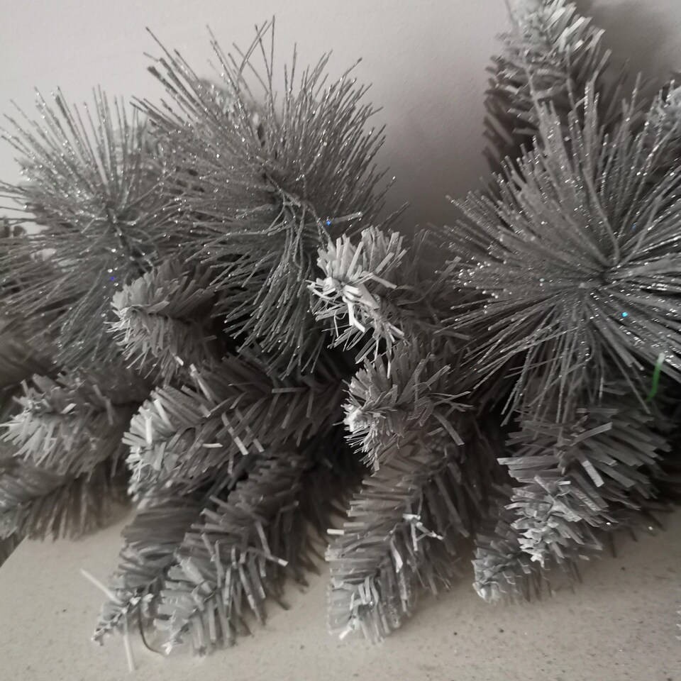 image 1 of Premier 6ft (1.8m) Christmas Silver Garland With Some Glitter Tips