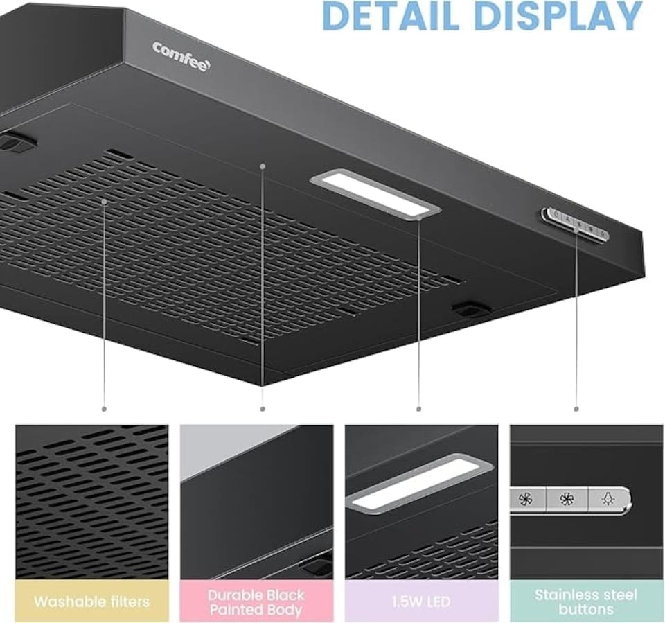 image 1 of Comfee Range Hood with 3-Speed Modes - Black 60cm