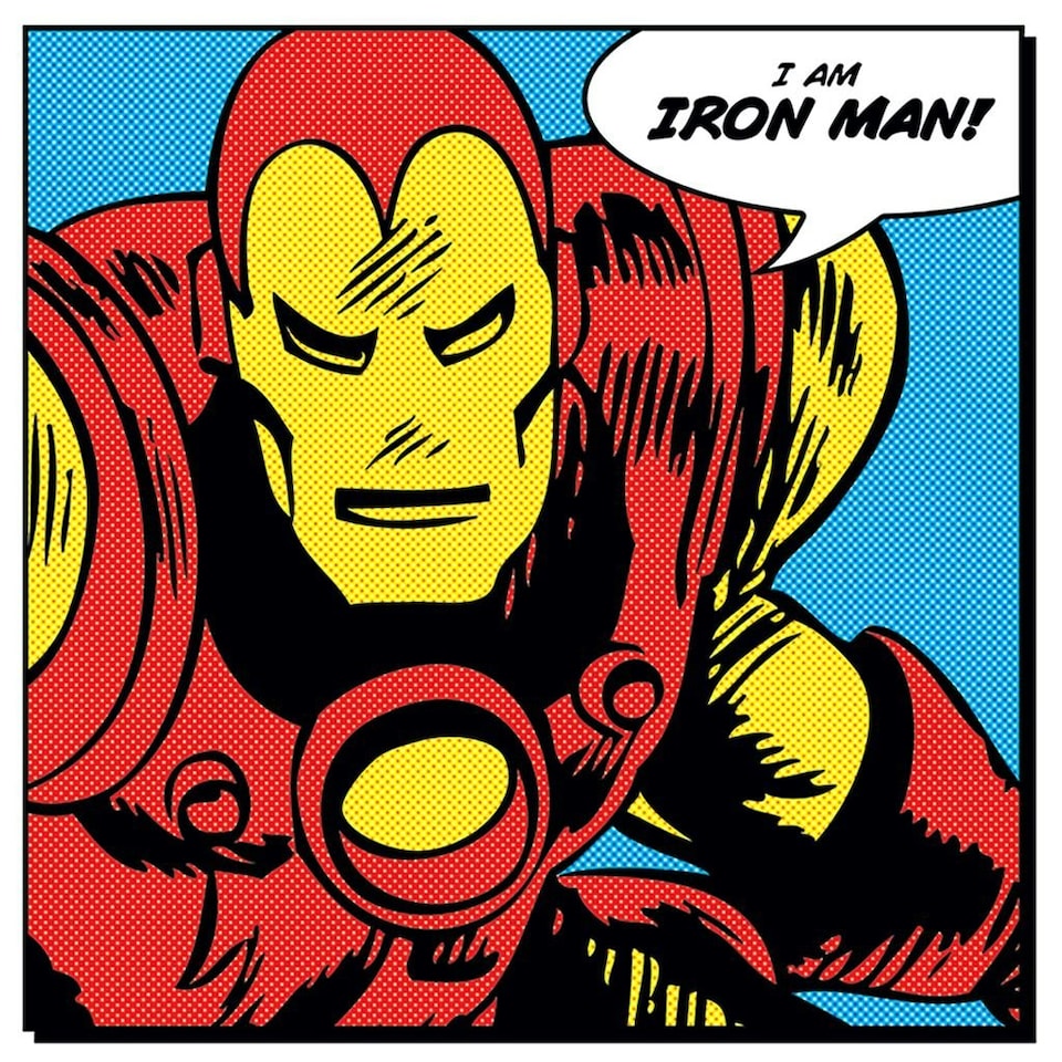 Iron Man (I Am Iron Man!) 85x85x4cm Stretched Canvas Print