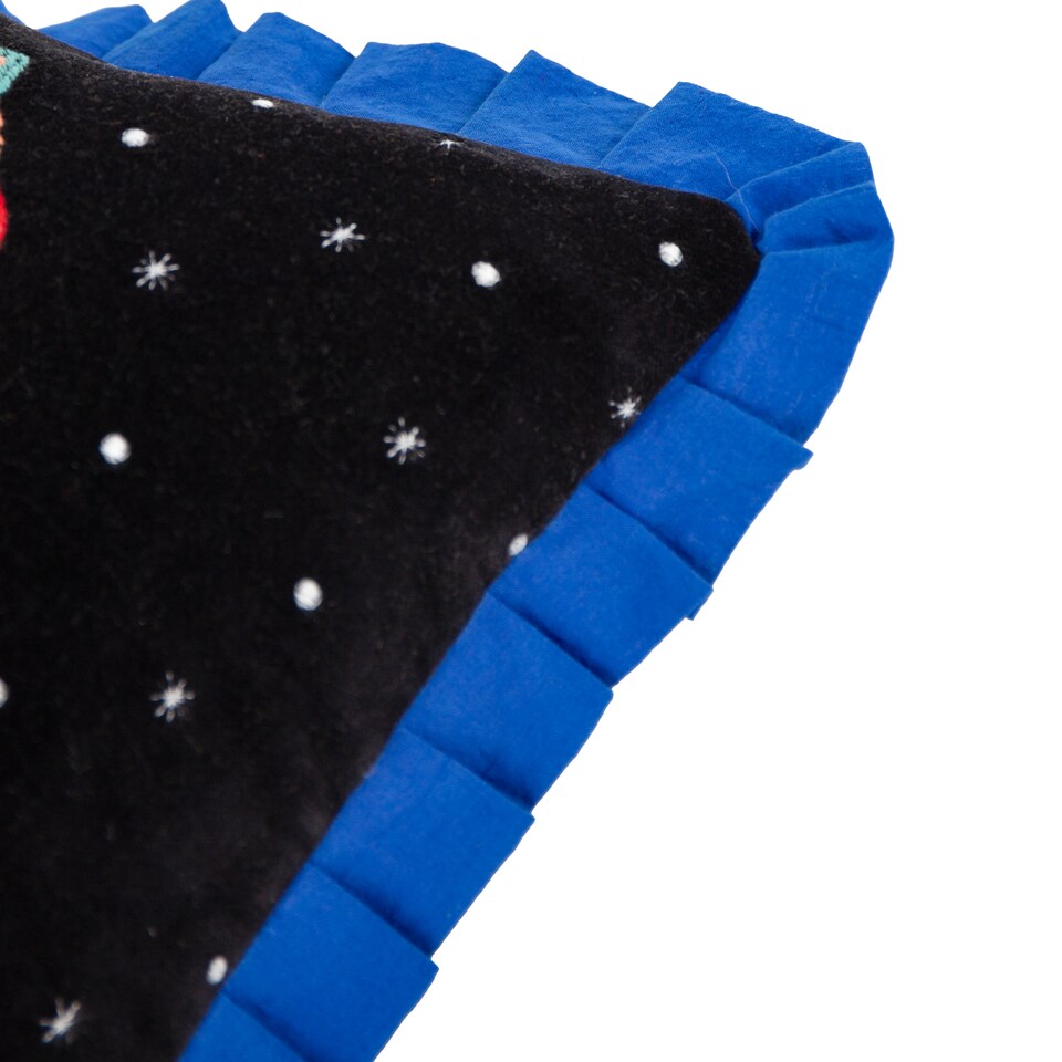 image 1 of Wylder Darkling Beetles Embroidered Velvet Cushion, Cobalt/Black, 30 x 65cm