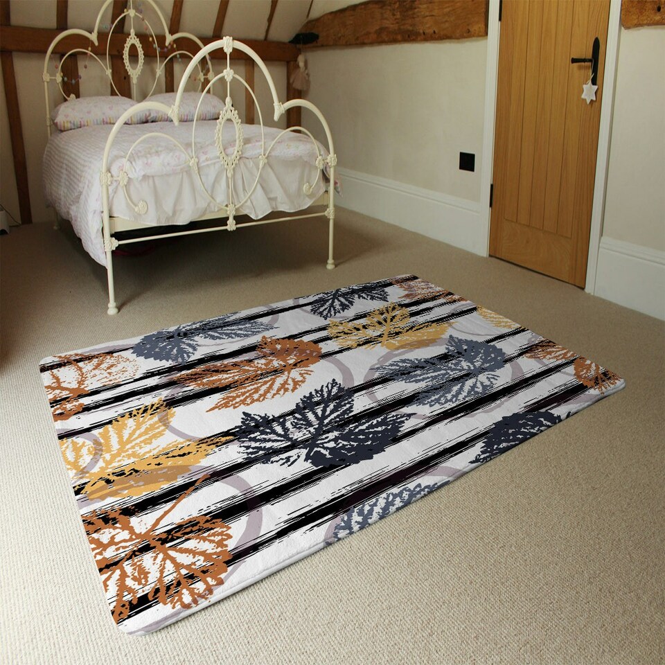 image 1 of Cute autumn leaves (Rug) Multi | Large: 140x200cm