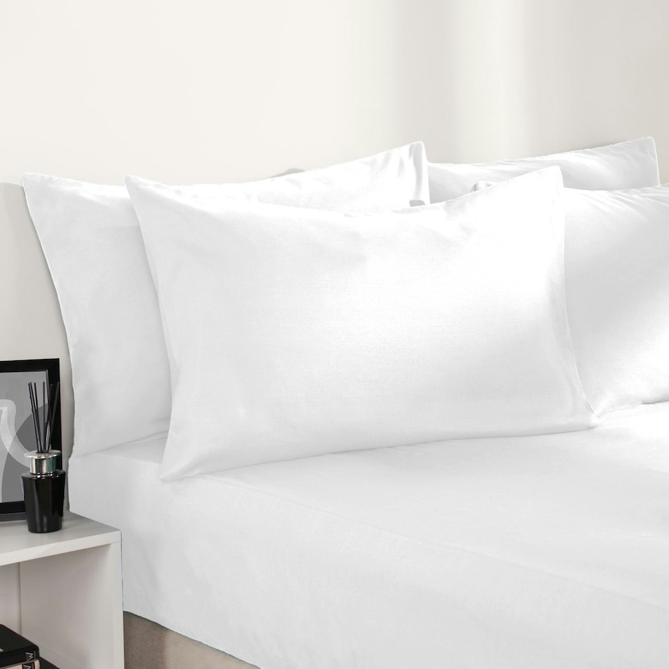 image 1 of OHS Plain Soft Microfibre 30cm Deep Fitted Bed Sheet, Single - White