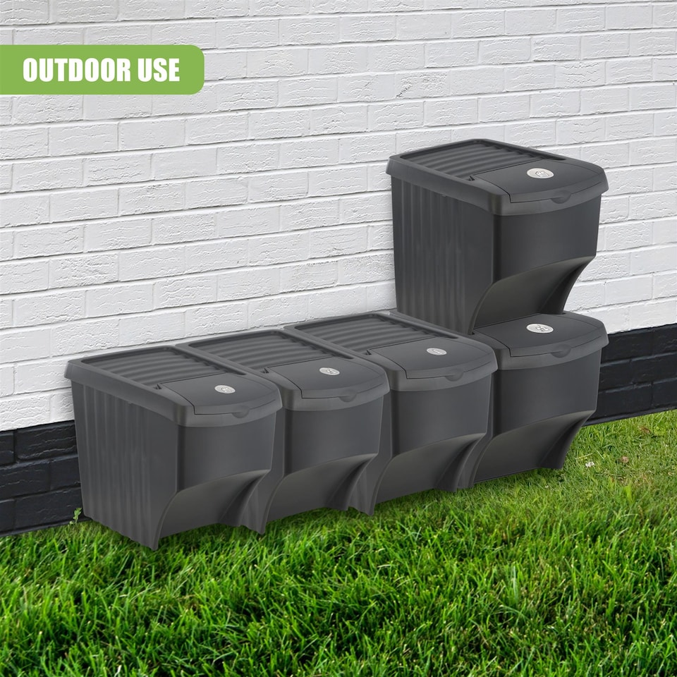 image 1 of GEEZY Durable Stackable Open Fronted Waste Bins with Lids Storage Container