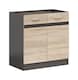 image 1 of 800mm Kitchen Cabinet Base Unit 2 Door 80cm Cupboard Wenge and Light Oak Effect Storage Junona