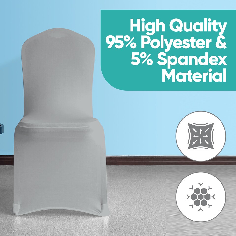 image 1 of Chair Cover Spandex Polyester Stretch, Flat Dining Slipcovers - 10pcs