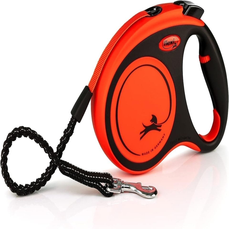 image 1 of Flexi Xtreme Tape Orange & Black Medium 5m Retractable Dog Leash/Lead