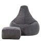 image 4 of Dalton Cord Adults Bean Bag Recliner and Pouffe, Ready Filled Beanbag and Footstool Grey | Grey | Charcoal Grey | 1