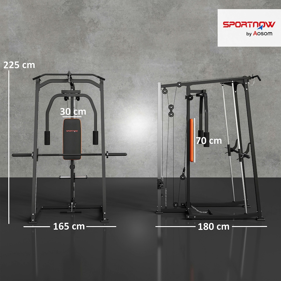 image 1 of SPORTNOW Multigym, Smith Machine Power Cage for Home Gym, Weight Lifting
