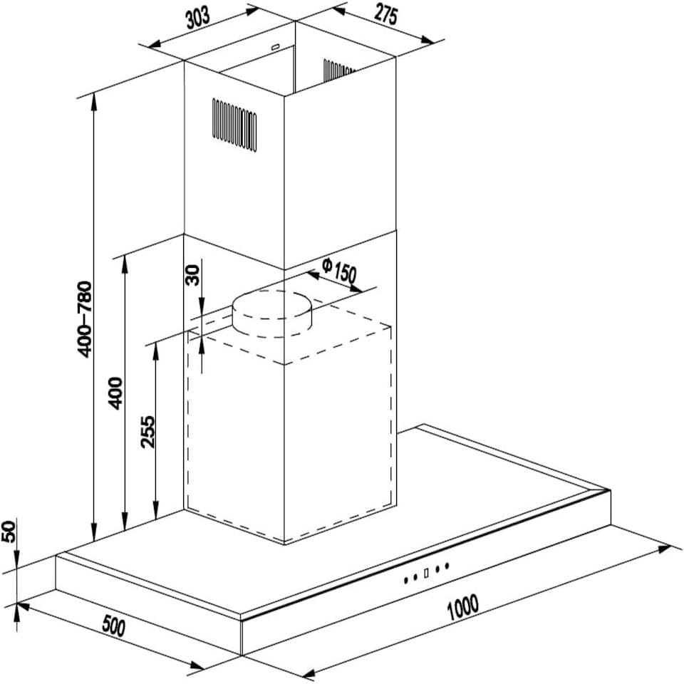image 1 of Cookology 100cm Black Chimney Cooker Hood - Energy Rating A++