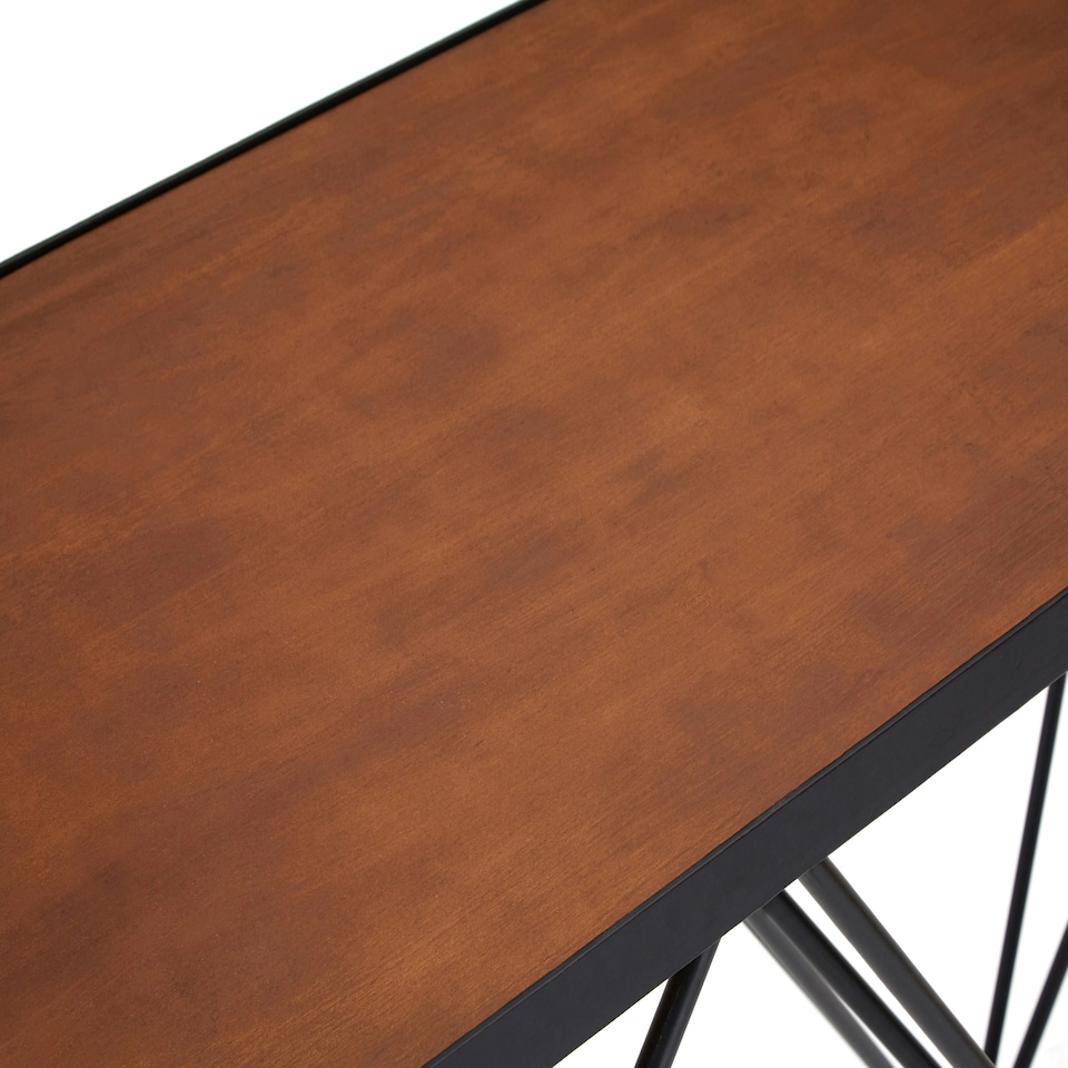 image 1 of Interiors by Premier Rectangular Console Table, Metal and Wood Console Table, Industrial Console Table, Wood Top Console Table Black