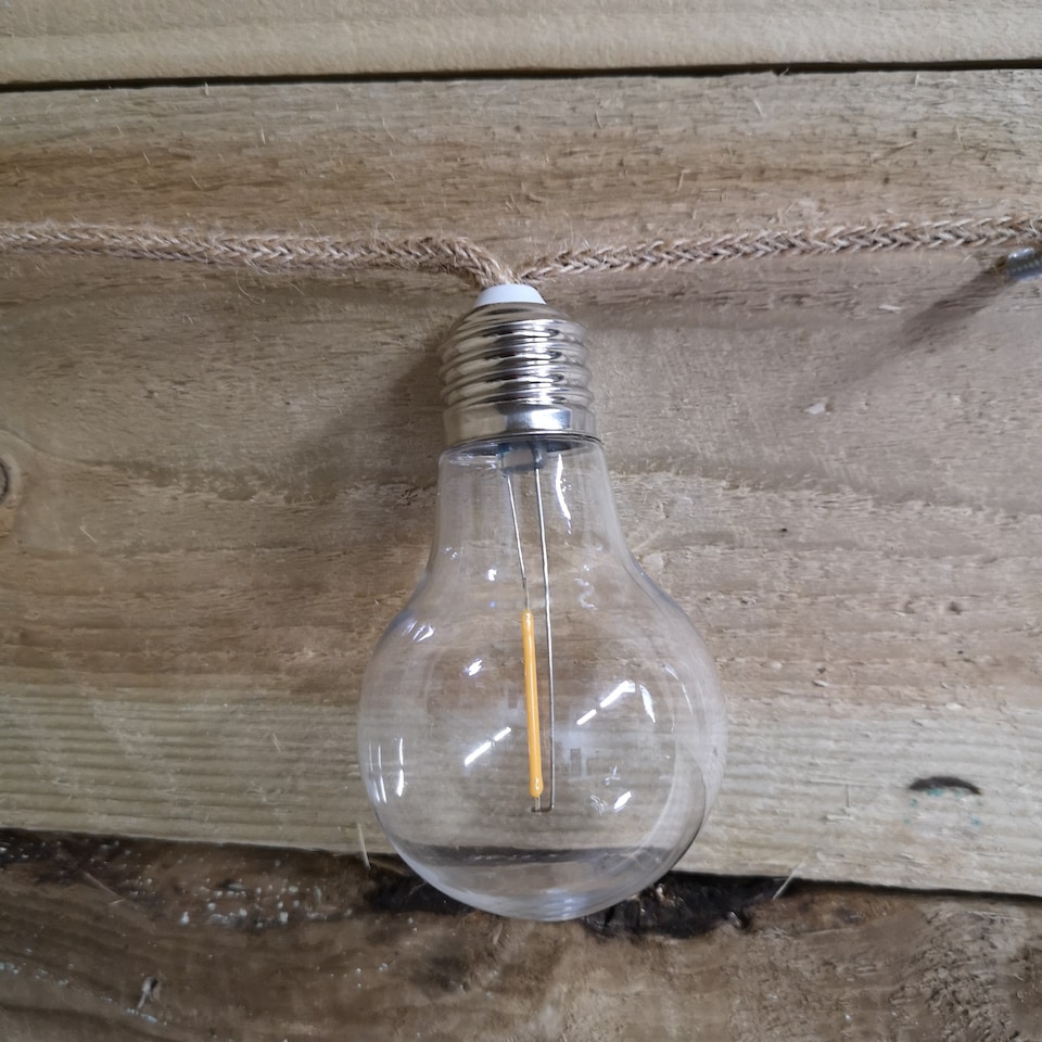 image 1 of 10 A60 Bulb 4.5m Jute Rope Party Festoon Outdoor Lights in Warm White | White | Warm White