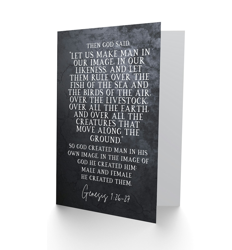 image 1 of Genesis 1:26-27 Let Us Make Man Our Image Bible Verse Christian Card