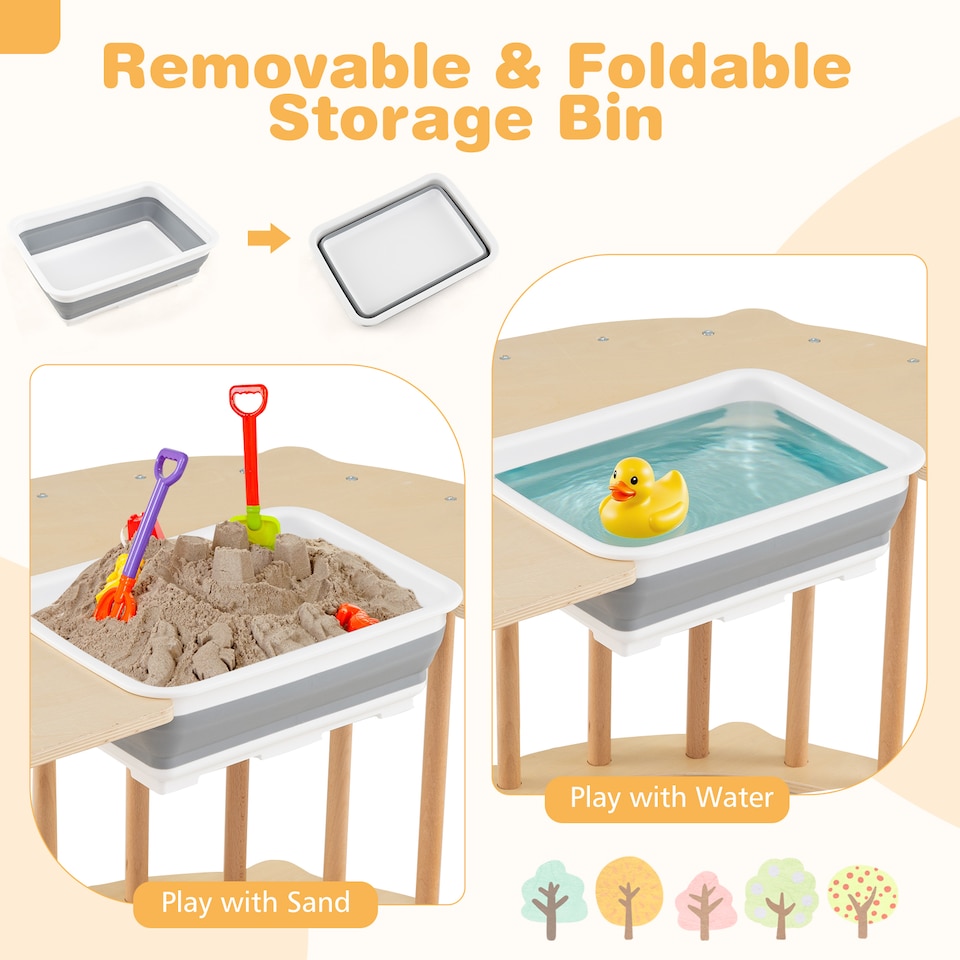 image 1 of COSTWAY Kids Climbing Arch Sensory Table Montessori Wooden Climber Toy-Natural