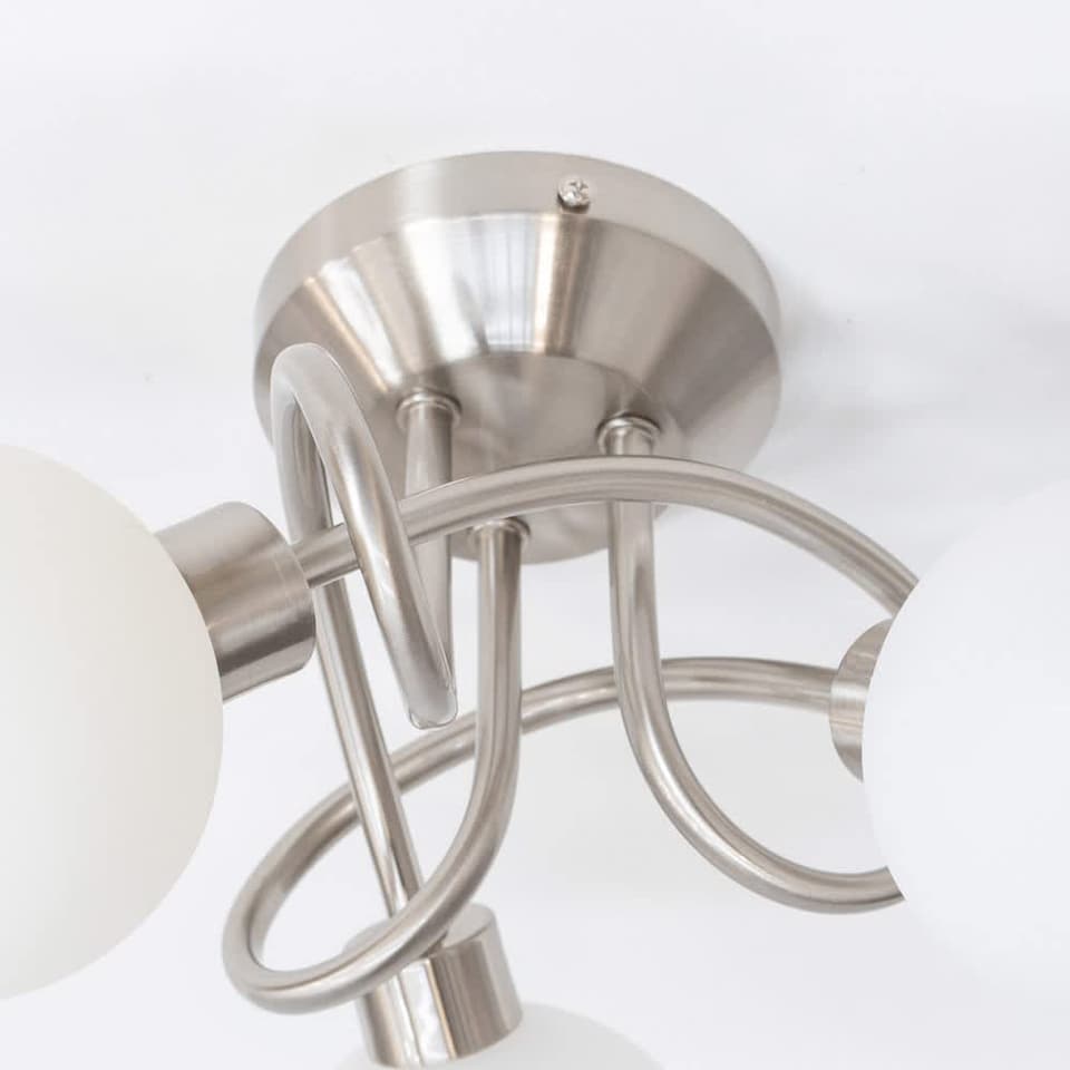 image 1 of ValueLights Velika Chrome 3 Way Opaque Flush Ceiling Light with LED Bulbs | Silver