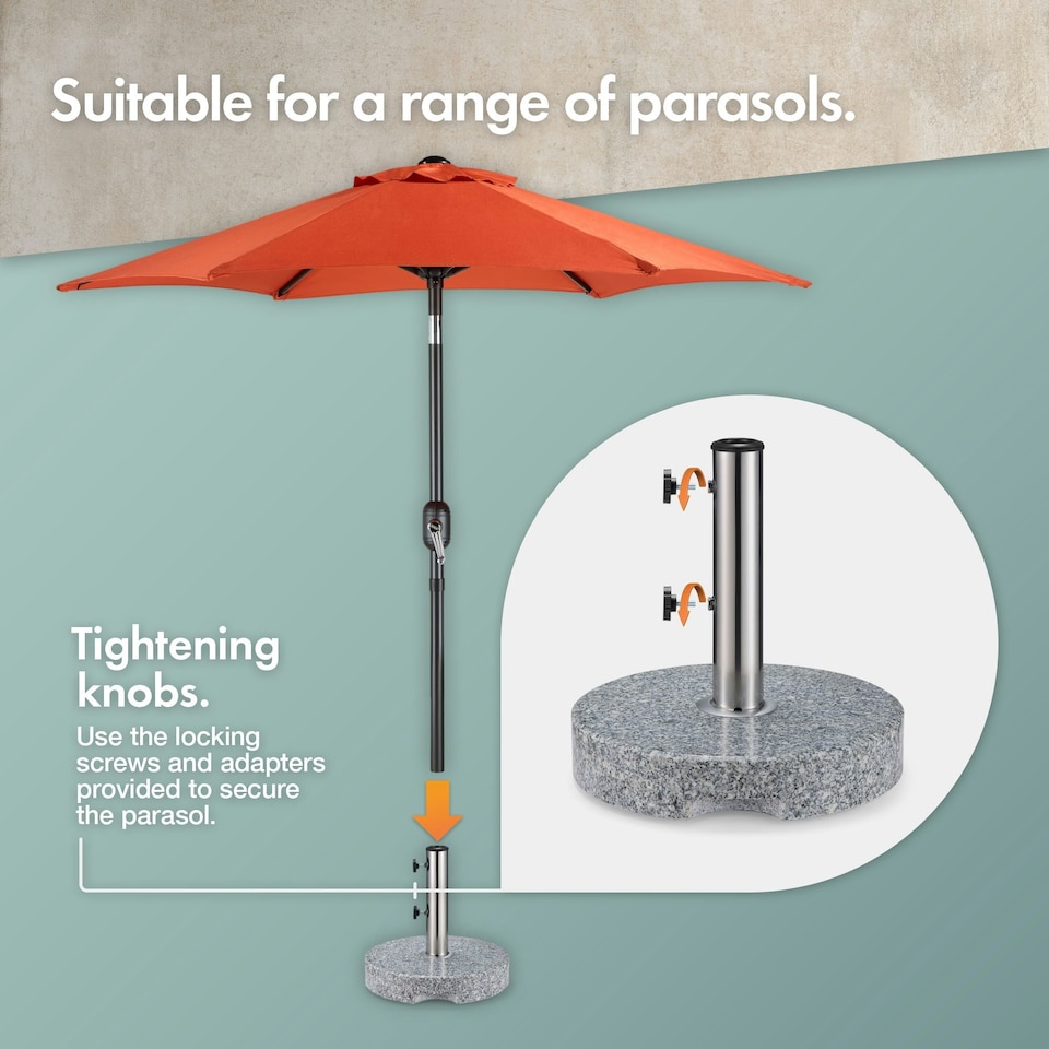 image 1 of VonHaus Parasol Base Grey Round Granite 22kg