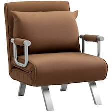 HOMCOM Folding 5 Position Convertible Sleeper Chair Bed Coffee 