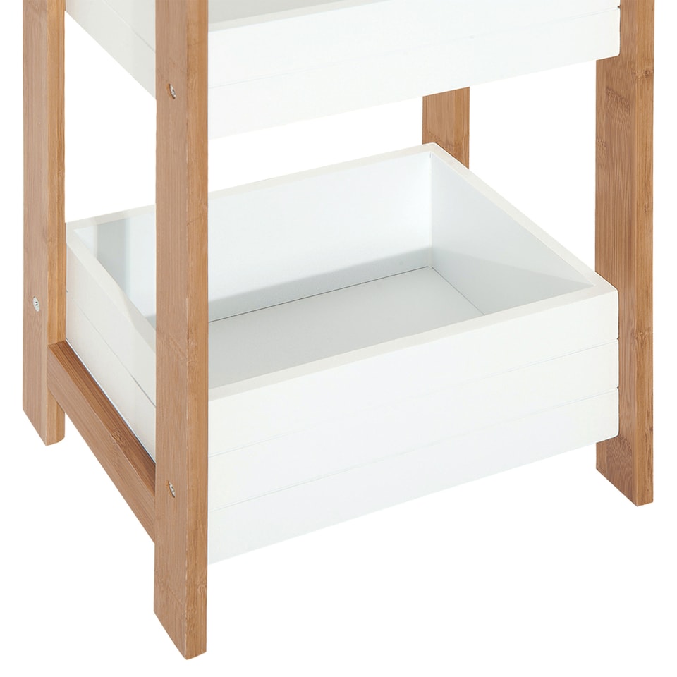 image 1 of HOMCOM 3-Tier Bathroom Rack Storage Shelf Bamboo Organiser Shower Tower for Narrow Place