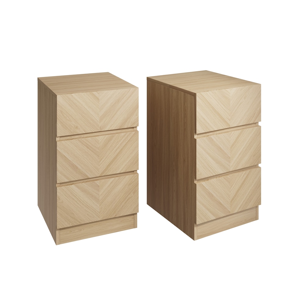image 1 of GFW Catania Pair of 3 Drawer Bedside Tables - Euro Oak