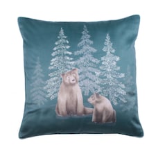 D & D Bear Walks Filled Cushion Teal