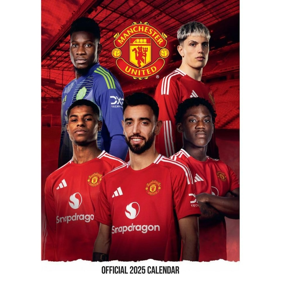image 1 of Manchester United FC 2025 A3 Wall Calendar - Claret Red/Blue/White - One Size