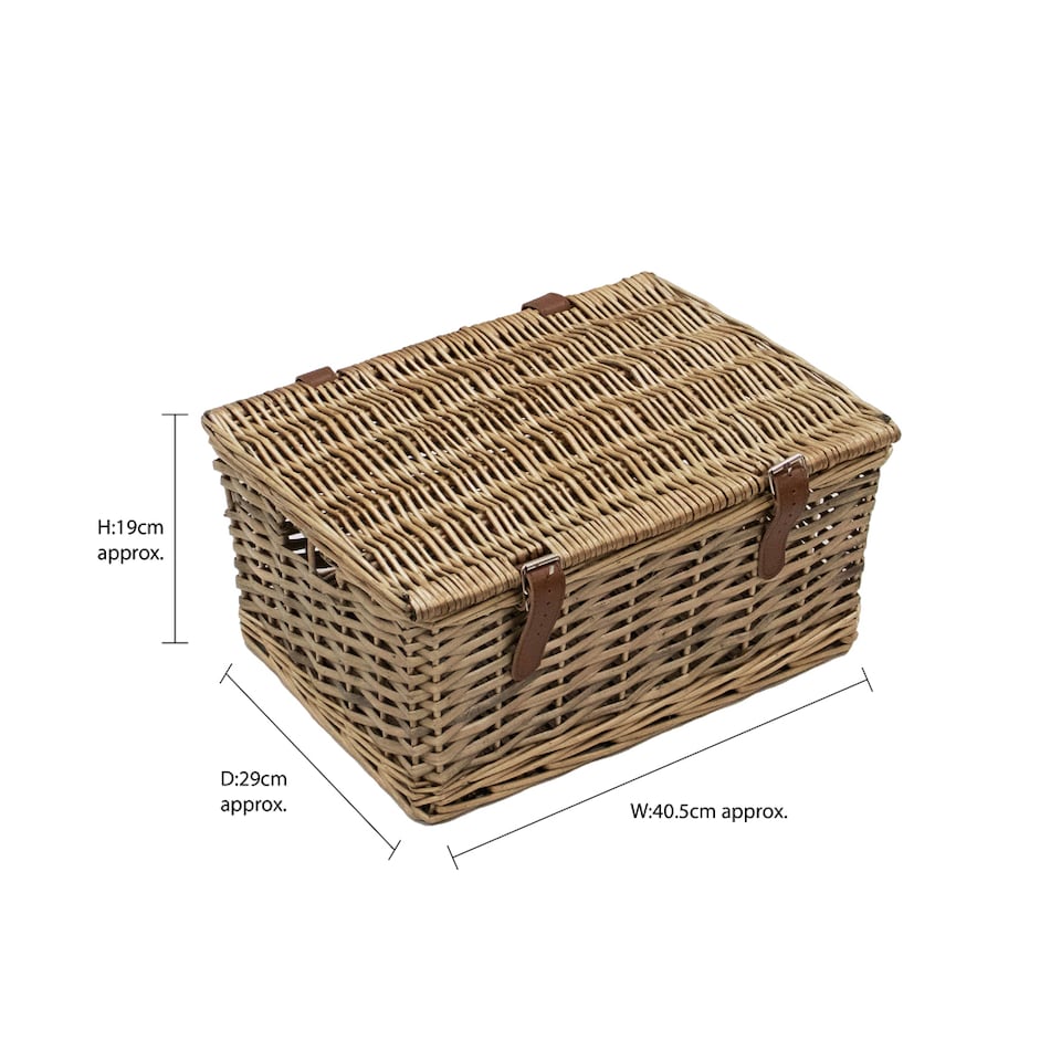 image 1 of JVL Handmade Buff Wicker Hampers with Faux Leather Straps, Small