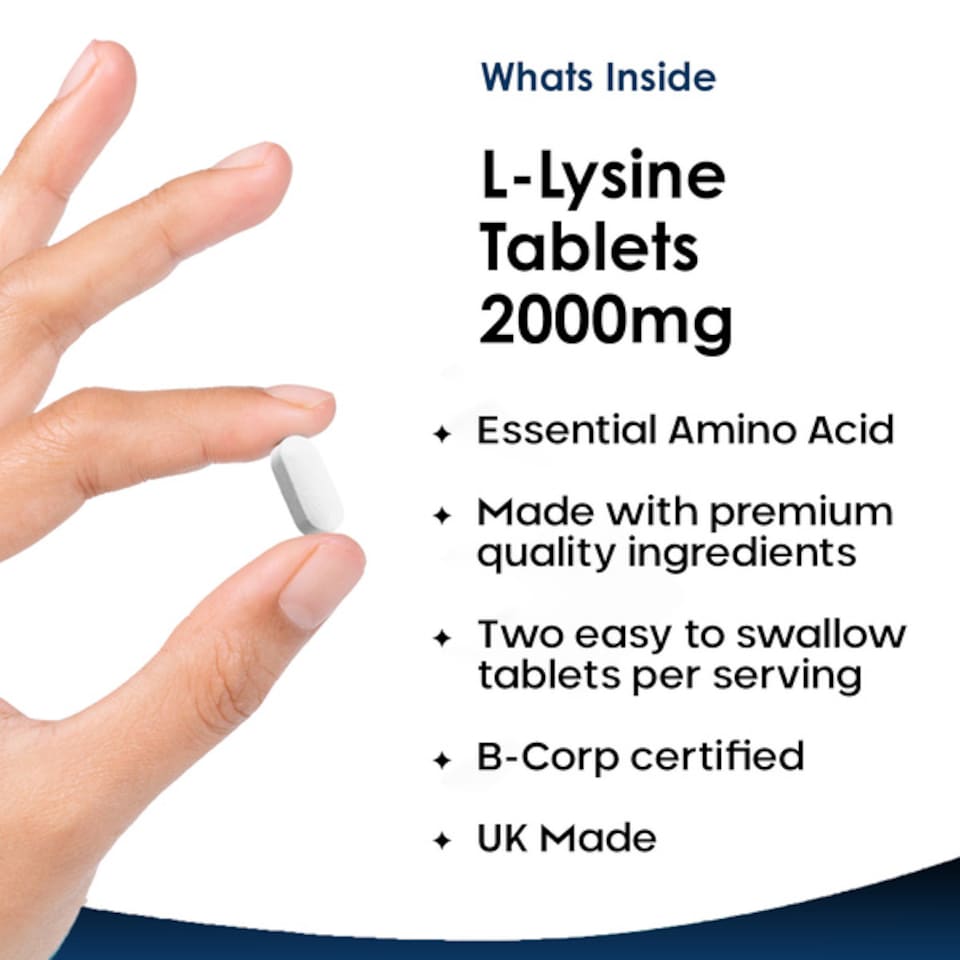 image 1 of L-Lysine Tablets 120 Vegan Tablets 2000mg Per Serving