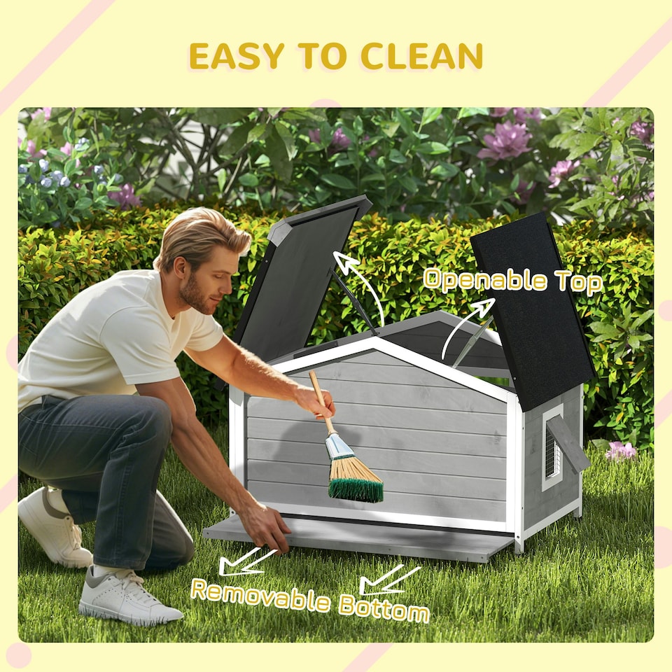 image 1 of PawHut Wooden Dog Kennel for Outside 109L x 79W x 72H cm, Grey