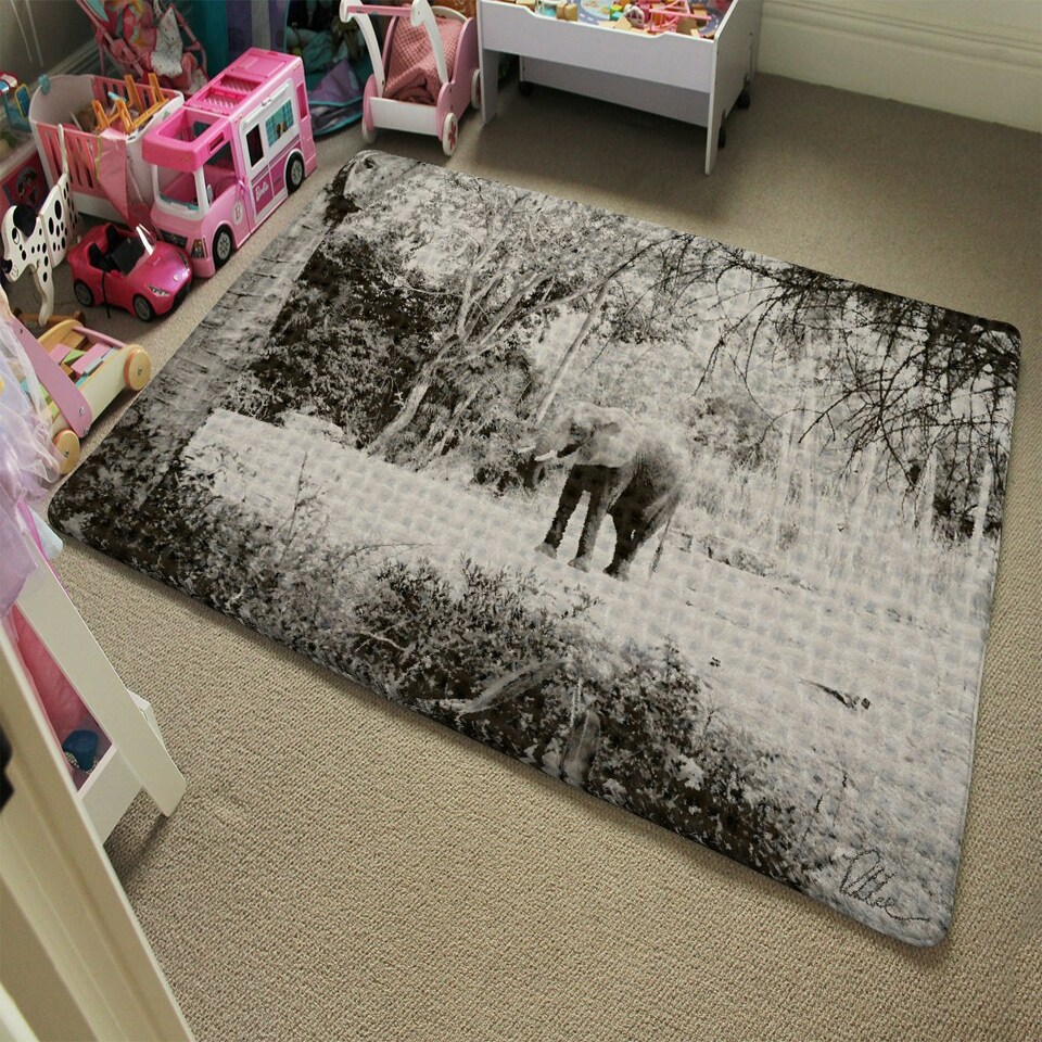 image 1 of Elephant jungle (Rug) Grey | Small: 60x110cm