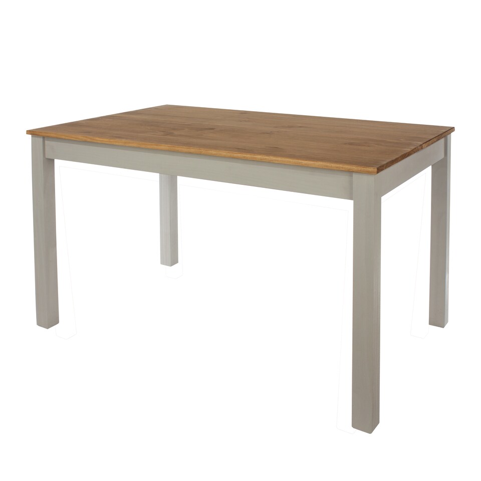 image 1 of Corona Linea Rectangular Solid Pine Dining Table with Antique Wax Top - Grey Wash Finish for Dining Room | Grey | Grey | Medium | 1