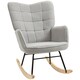 image 1 of HOMCOM Wingback Rocking Chair for Nursing w/ Steel Frame Light Grey