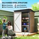 image 3 of Outsunny 5x3ft Garden Shed, Steel Small Shed, Outdoor Leanto Shed with Adjustable Shelf, Lock and Gloves for Patio, Garden, Brown with Foundation Kit | Brown | 1
