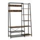 image 9 of COSTWAY 5-in-1 Entryway Bench Industrial Coat Rack with 9 Hooks Brown | One Size