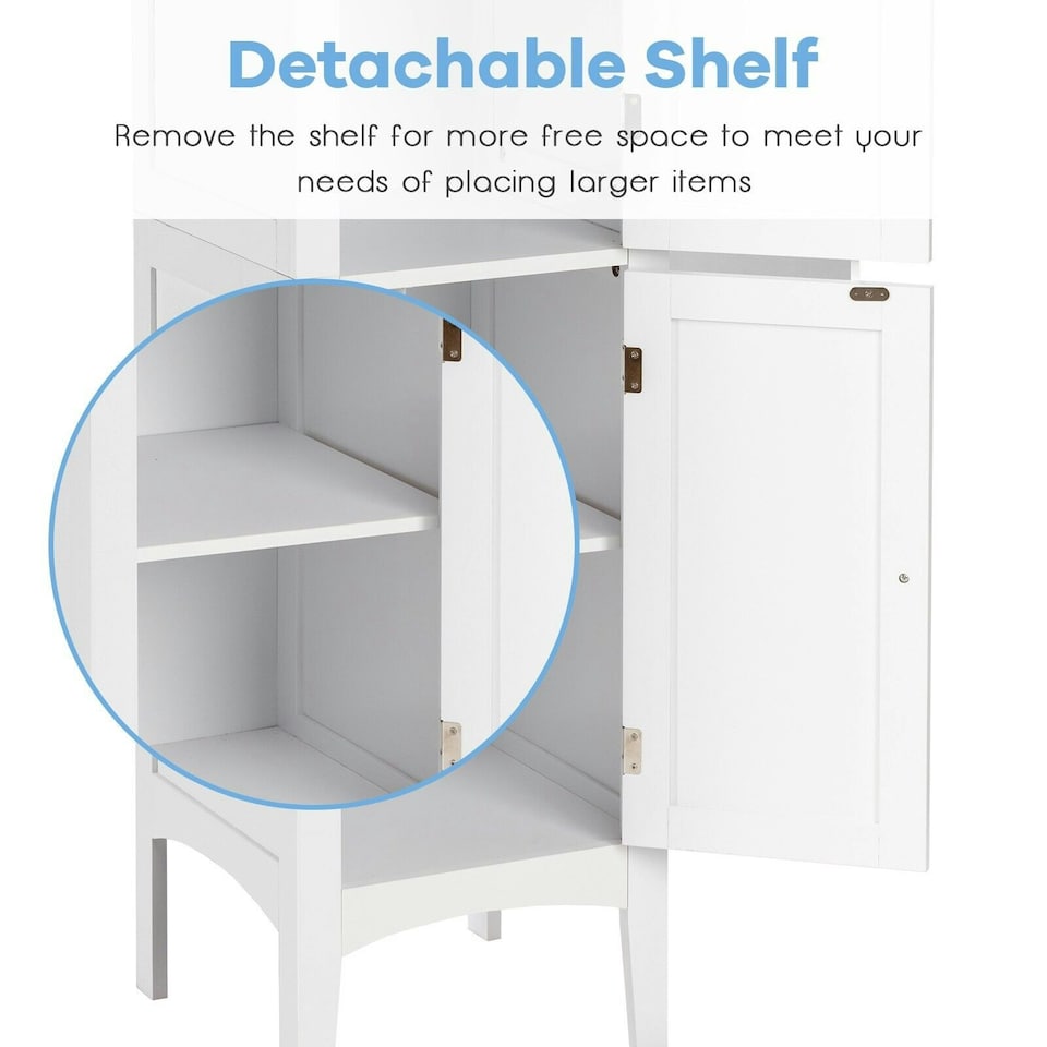 image 1 of COSTWAY 5-Tier Bathroom High Cabinet Storage Organizer White White